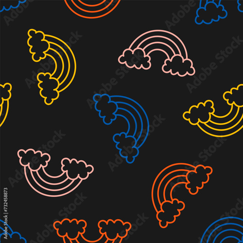 Seamless pattern with colorful outline rainbows © FRESH TAKE DESIGN