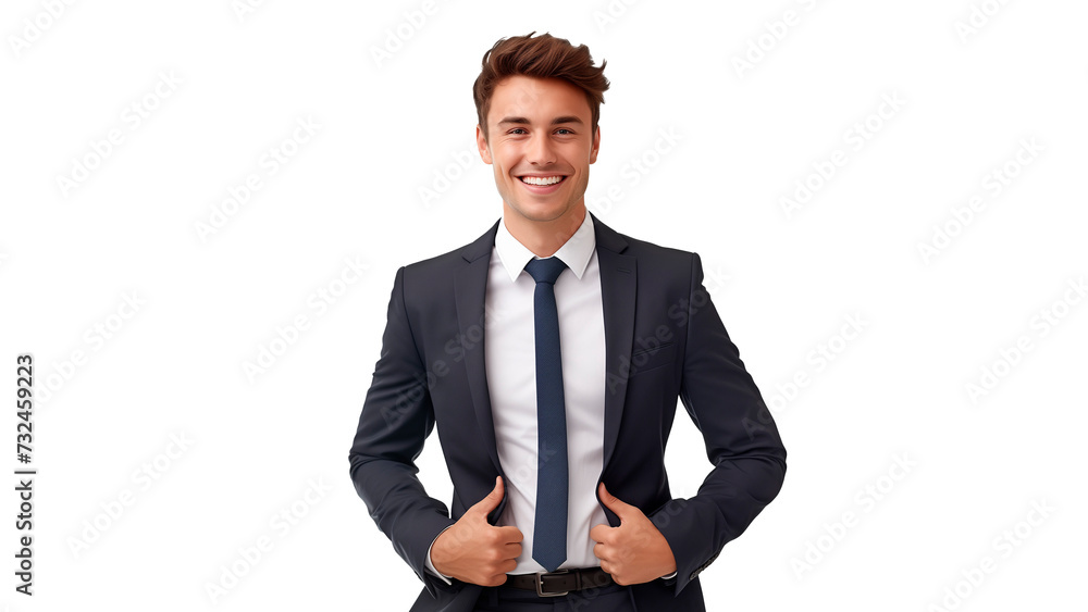 Happy young businessman cut out. Smiling young business man on transparent background Happy young businessman cut out. Smiling young business man on transparent background