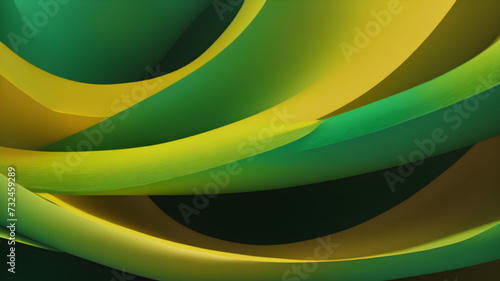 a 3d render curves of green ,yellow and darker ,banner design, poster, wallpaper
