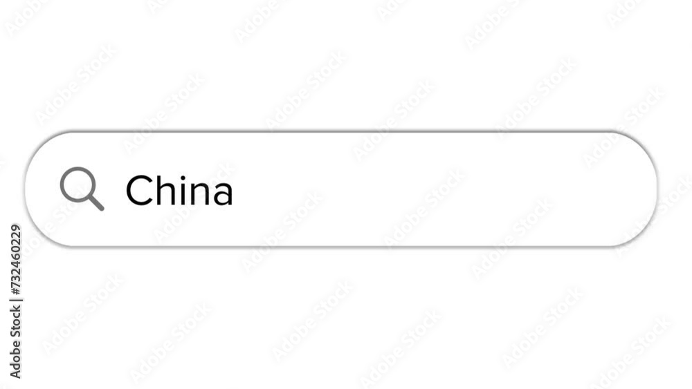 Animation of typing the word China on the search tab Animation of typing the word China on the search tab