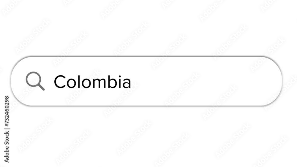 Animation of typing the word Colombia on the search tab Animation of typing the word Colombia on the search tab