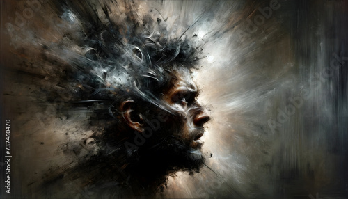 Expressive Male Portrait with Abstract Elements