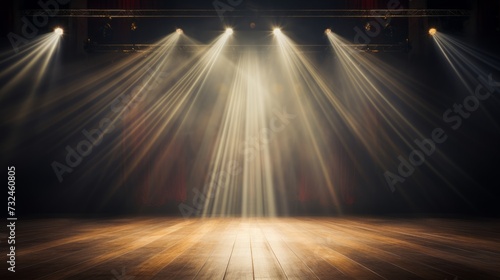 Vibrant spotlight illuminating stage, creating dramatic ambiance for performance