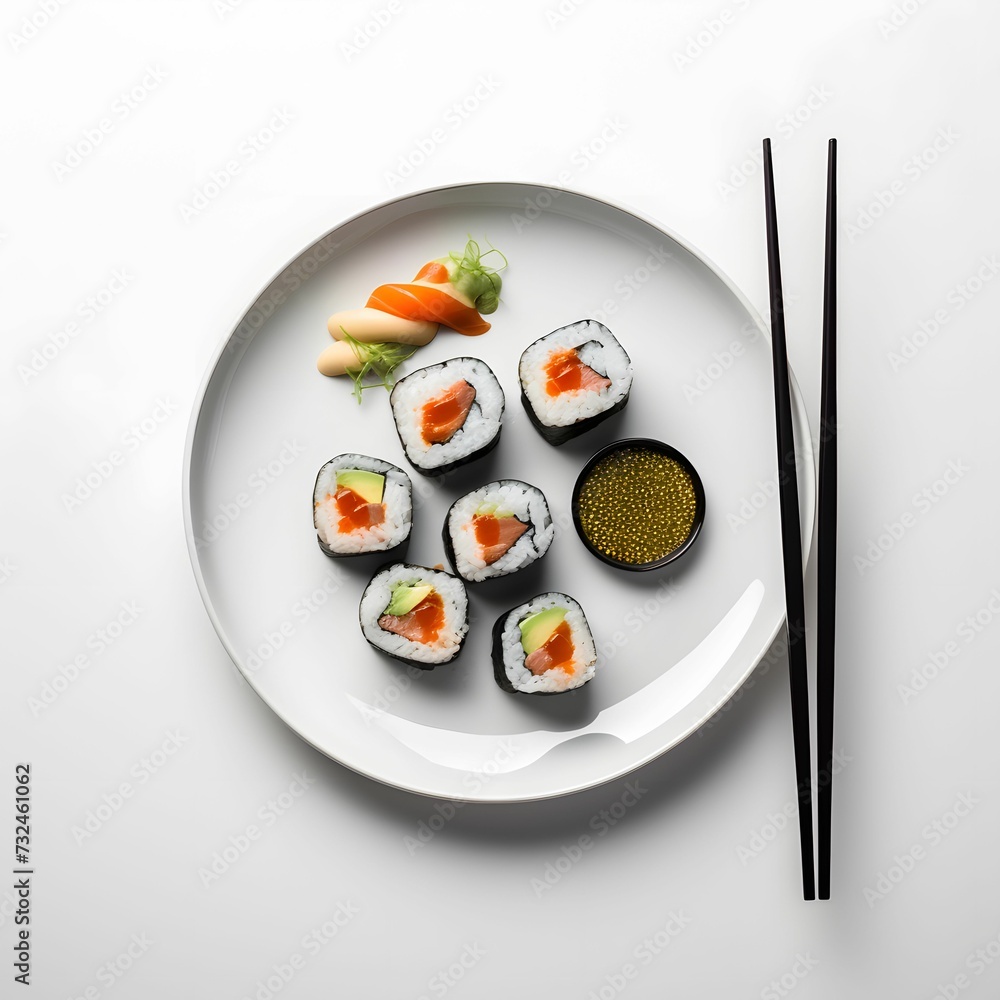 AI generated plate filled with sushi