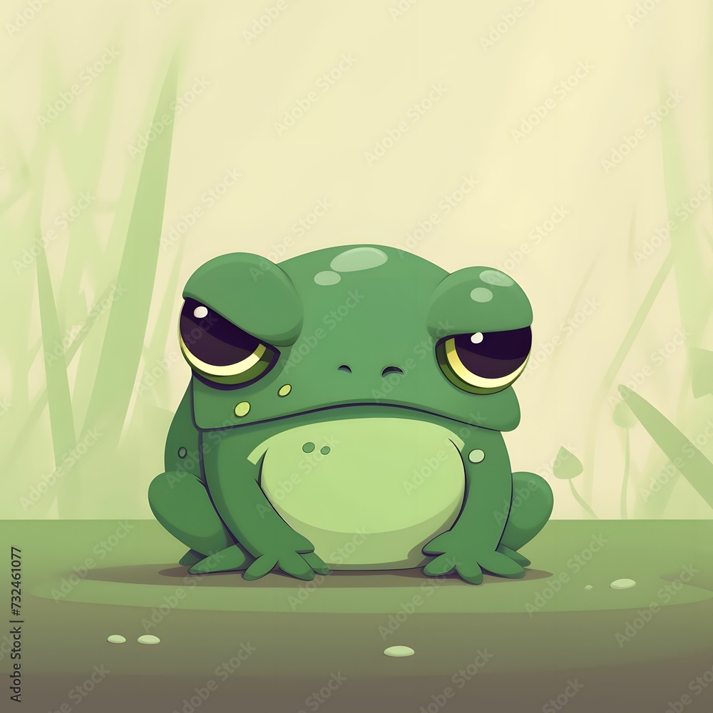 AI generated grumpy frog - obrazy, fototapety, plakaty 