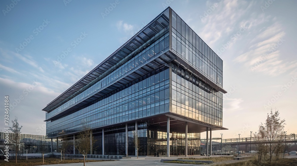 AI generated illustration of a majestic modern building standing proudly in a natural setting AI generated illustration of a majestic modern building standing proudly in a natural setting