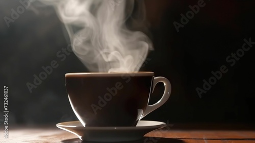 AI generated illustration of a hot beverage resting on a tabletop with steam rising from the cup