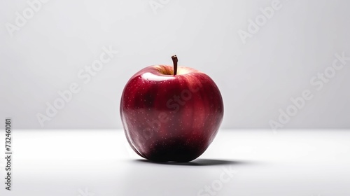 AI generated illustration of a ripe, red apple on a white table