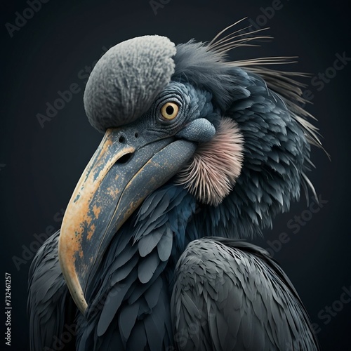 AI generated illustration of the head of the shoebill © Wirestock