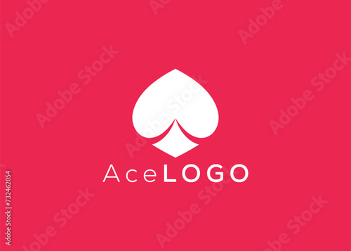 Minimalist Ace logo design vector template. Creative red ace shape logo 