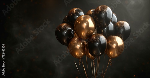 Golden Glowing Balloons for a Sweet 16 Birthday Party Generative AI