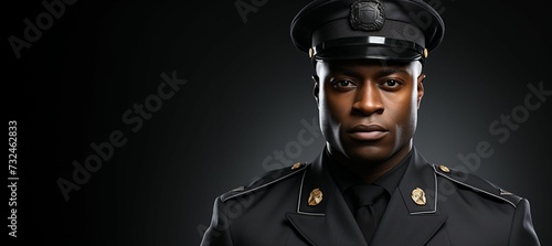AI generated illustration of a middle-aged man in a military uniform on a dark background photo