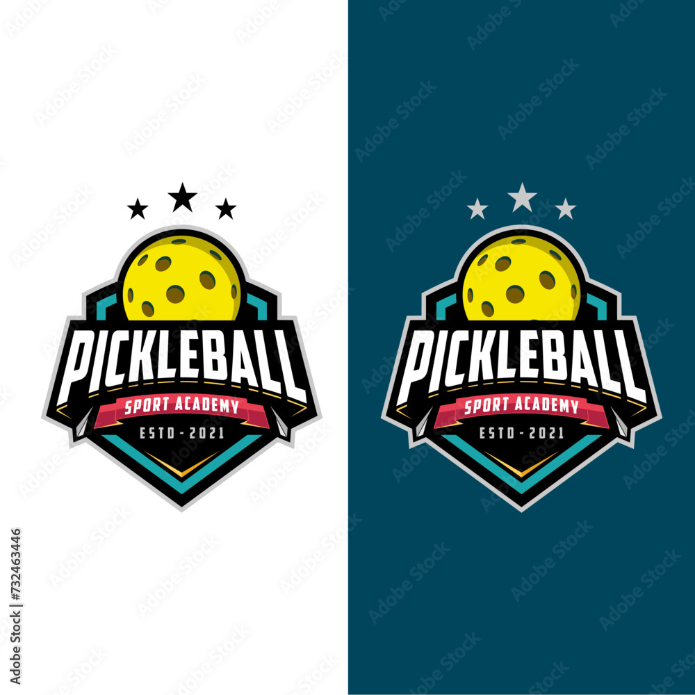 Fototapeta premium Emblem badge Pickle ball club logo design