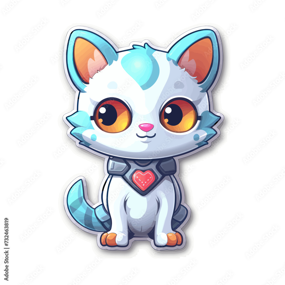 Vector of cyborg cat on white background