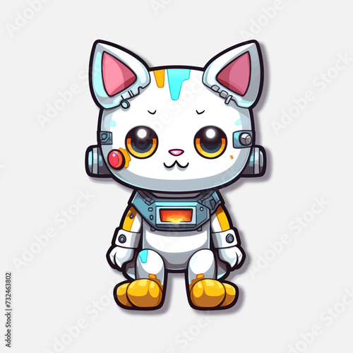 Vector of cyborg cat on white background