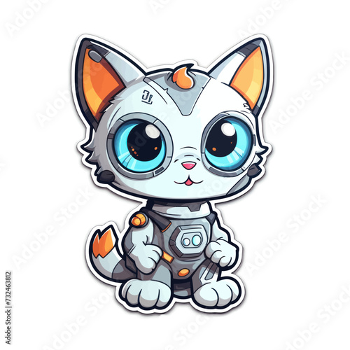 Vector of cyborg cat on white background