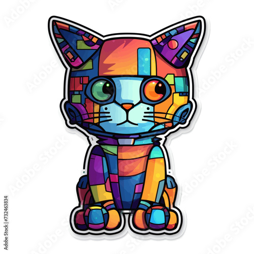 Vector of cyborg cat on white background