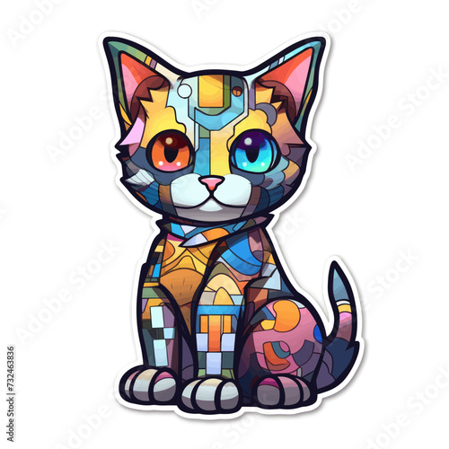 Vector of cyborg cat on white background