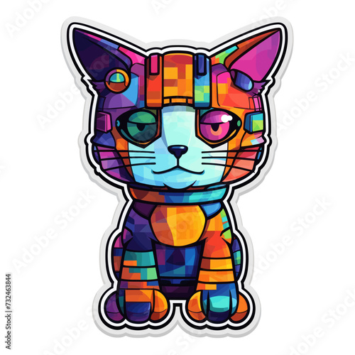 Vector of cyborg cat on white background © Wirestock