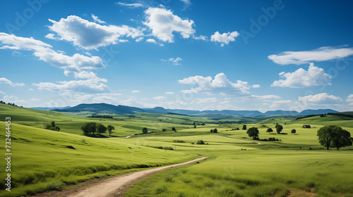 푸른 하늘 아래 펼쳐진 싱그러운 초원의 평화로운 풍경 © 현진 양