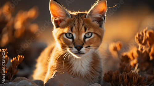 A Captivating Encounter with a Caracal in Soft Sundown Light