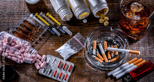 Addictive substances, including alcohol, cigarettes and drugs