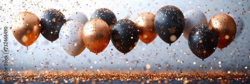 Golden Balloons and Black Balls: A Festive and Fashionable Display Generative AI photo