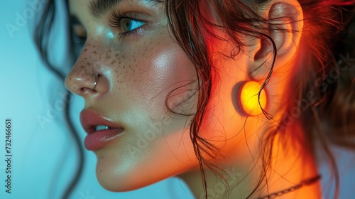girl in profile with glowing healthy skin.