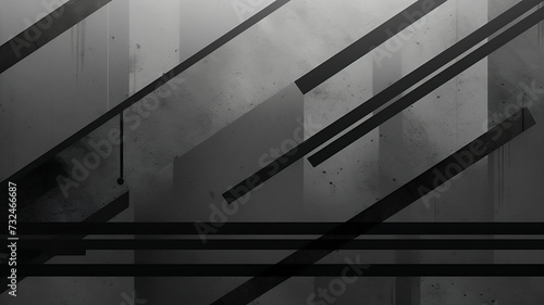 Illustration of black and grey stripes on a grey grunge background