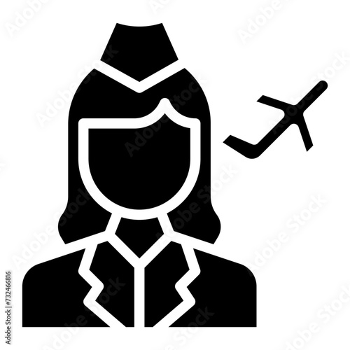 Female Flight Attendant icon vector image. Can be used for Airline.