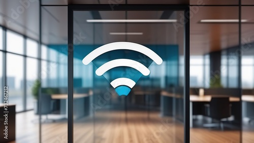 A set of Wi-Fi icons in the office, an Internet signal, a wireless and free Wi-Fi hotspot in the office or business center. photo