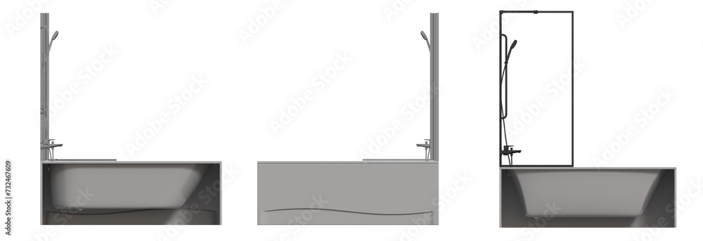 Obraz premium bathtub isolated on a transparent background, 3D illustration, and a CG render 