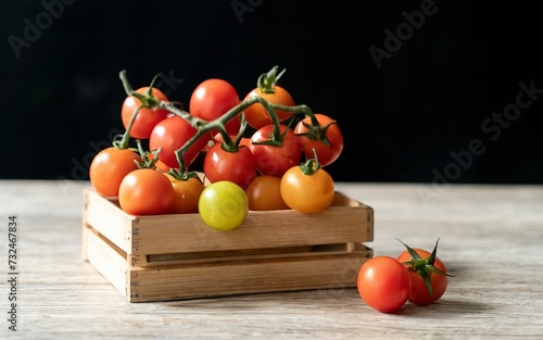 a box of cherry tomatoes on the table