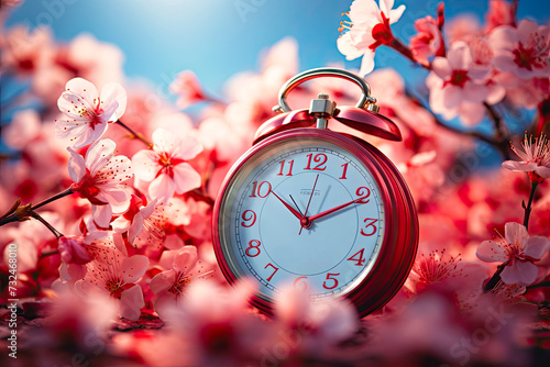 clock in spring flowers