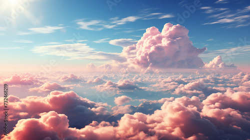 꿈같은 노을이 물든 구름 위의 환상적인 하늘