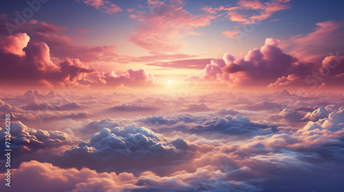 꿈같은 노을이 물든 구름 위의 환상적인 하늘 © 현진 양