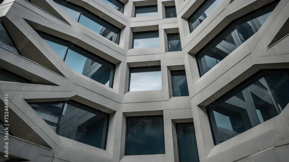 AI generated illustration of an exterior of a modern building AI generated illustration of an exterior of a modern building