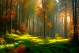 Enchanted Autumn: A Tranquil Forest Bathed in Ethereal Beauty