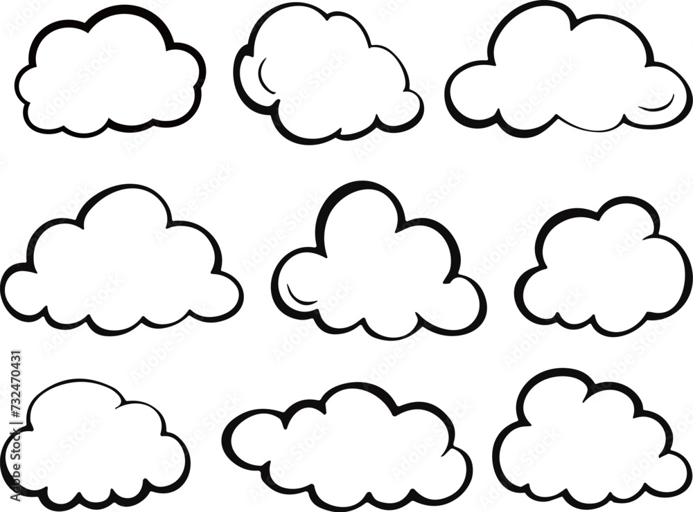 Vector set of cloud icons isolated on a white background Vector set of cloud icons isolated on a white background