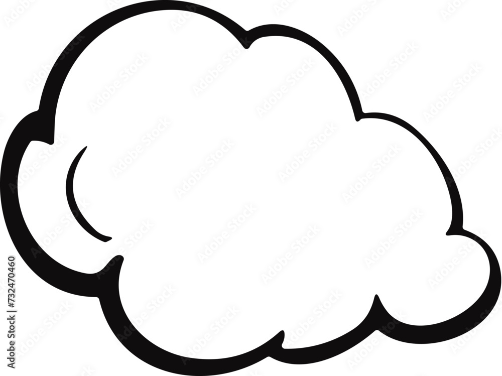 Vector illustration of a cartoon cloud in black outline on a white background Vector illustration of a cartoon cloud in black outline on a white background