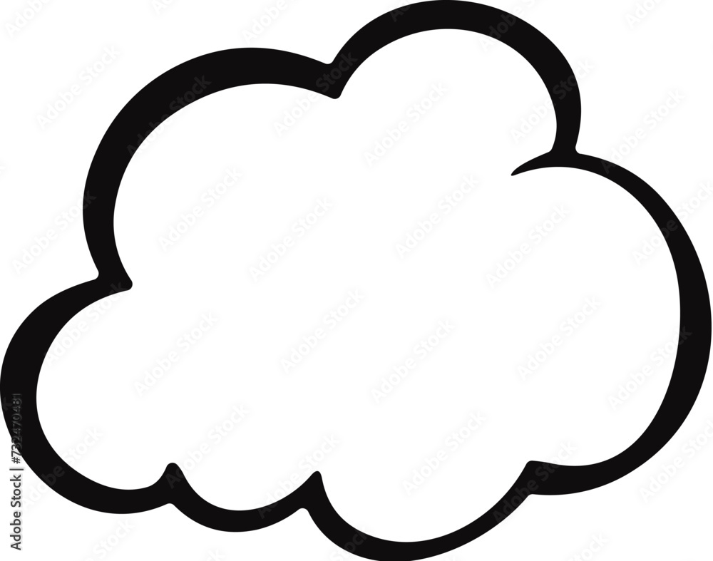 Vector illustration of a cartoon cloud in black outline on a white background Vector illustration of a cartoon cloud in black outline on a white background