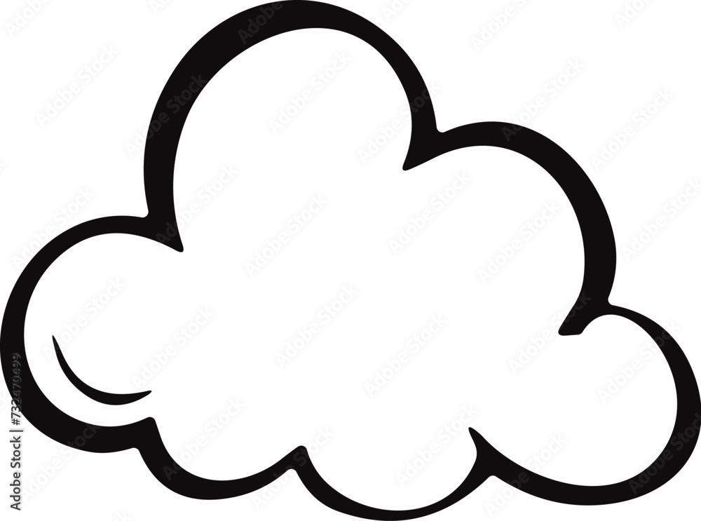 Vector illustration of a cartoon cloud in black outline on a white background Vector illustration of a cartoon cloud in black outline on a white background