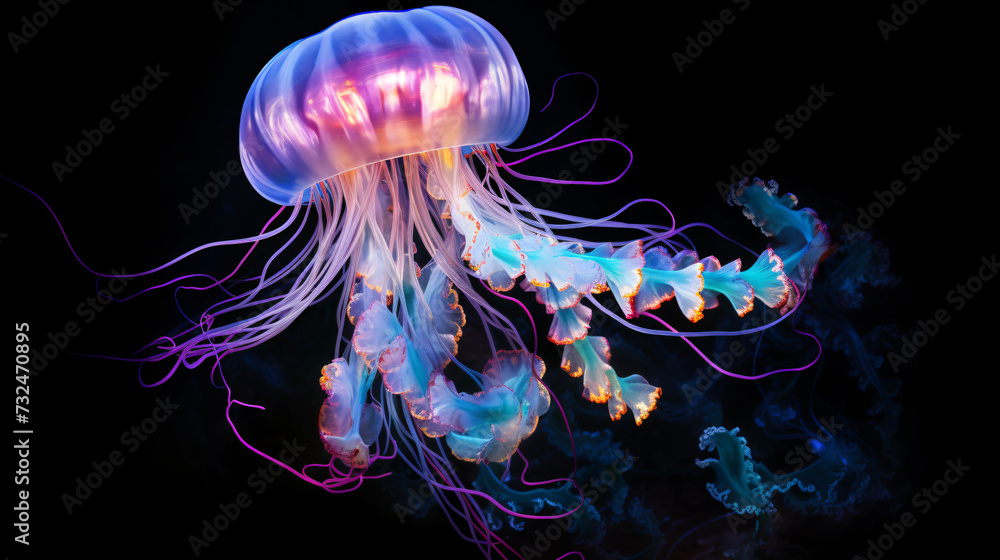 Vibrant aquatic sea jelly