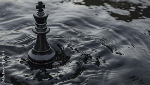 Chess game, queen figure against the background of water.