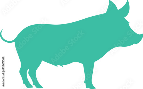 Vector illustration of a pig silhouette on a white background
