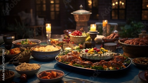 Showcase the timeless beauty of the Ramadan Iftar Table through a lens of cultural appreciation.