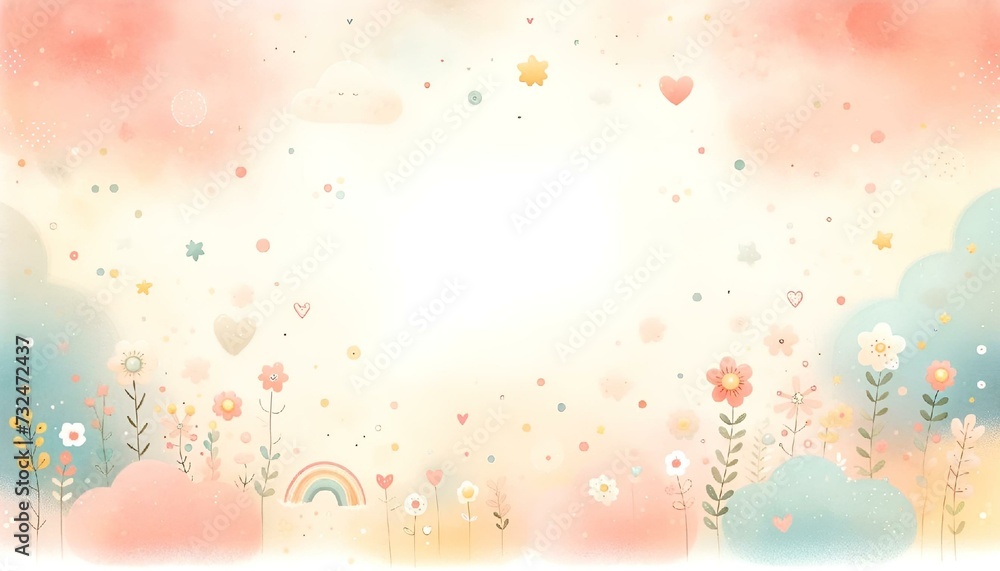 Whimsical Watercolor Playground for Kids - AI Generated Digital Art