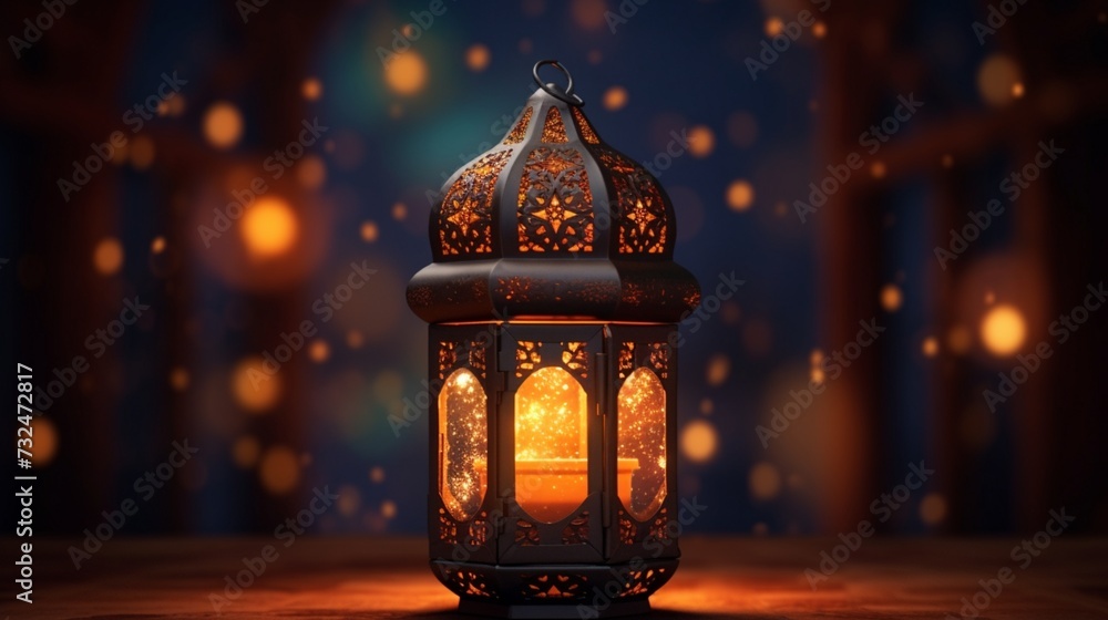 The brilliance of a burning candle inside a traditional Arabic lantern illuminates the night, filling hearts with Ramadan blessings. The brilliance of a burning candle inside a traditional Arabic lantern illuminates the night, filling hearts with Ramadan blessings.