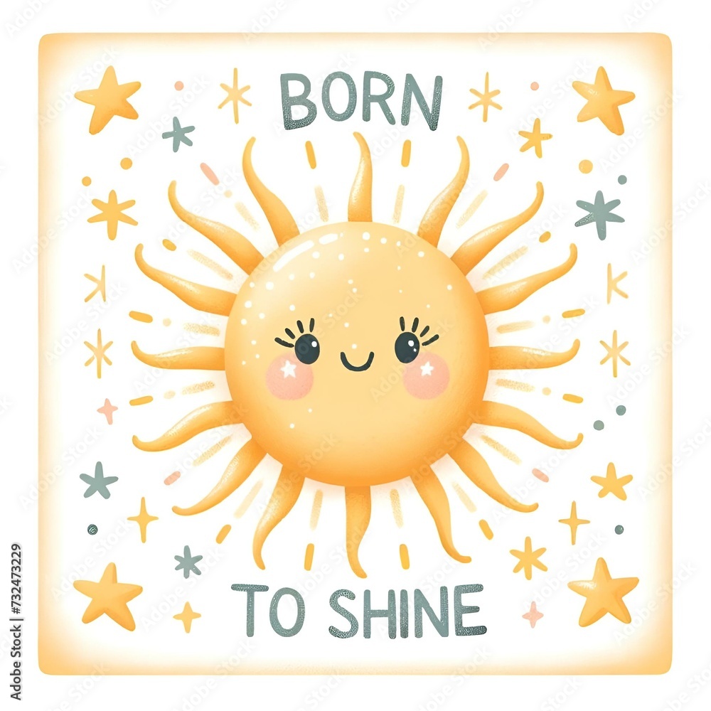 Cheerful Sun Character with Sparkling Stars and Inspiring Message - AI Generated Digital Art Cheerful Sun Character with Sparkling Stars and Inspiring Message - AI Generated Digital Art