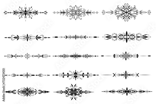 Abstract Modern Ornate Symmetrical Divider Border Logo Swirl Design Logo Set